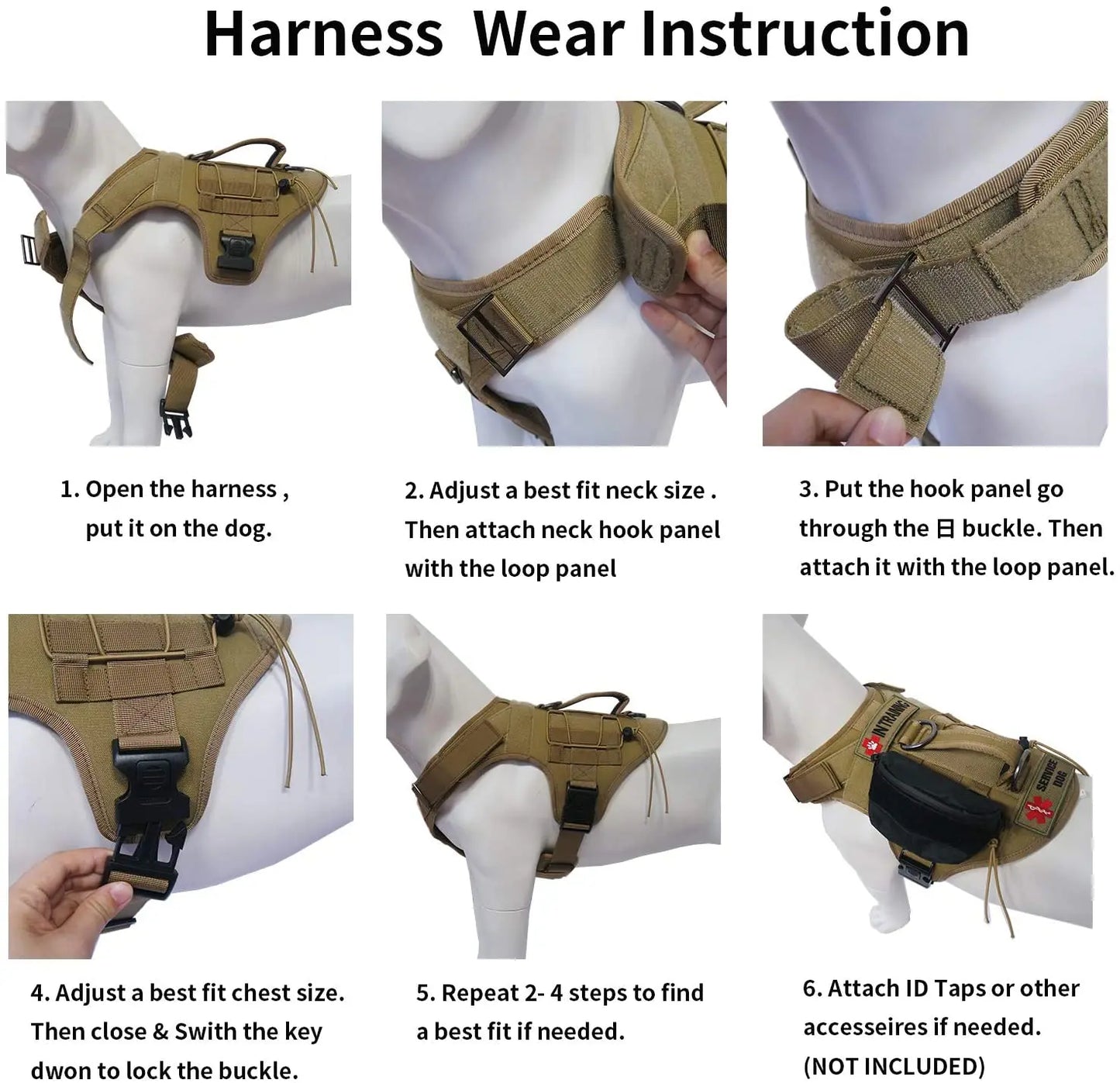 Tactical Training Dog No-Pull Safety Harness Vest Adjustable Dog Vest Harness For Walking Hiking Running For Medium Large Dogs