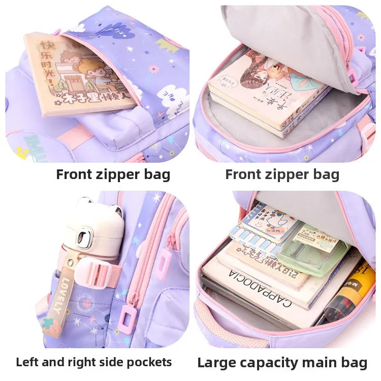 New Fashionable Waterproof Kindergarten Backpack Cute Boy/Girl Design Grade 2 Size Spine Protecting Zipper Closure Polyester