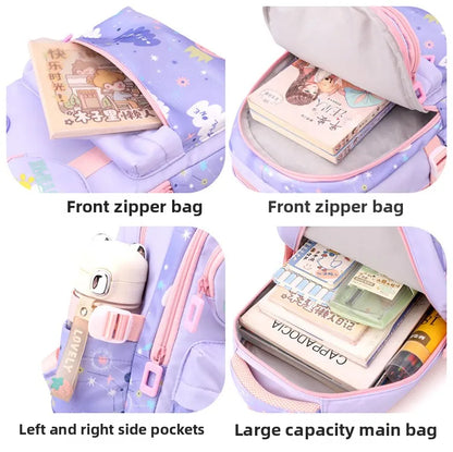 New Fashionable Waterproof Kindergarten Backpack Cute Boy/Girl Design Grade 2 Size Spine Protecting Zipper Closure Polyester