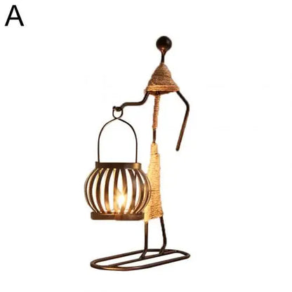 New 1Pc Creative Beautiful Nordic Candlestick Abstract Iron Men Design Candle Holder Home Bar Restaurant Decor