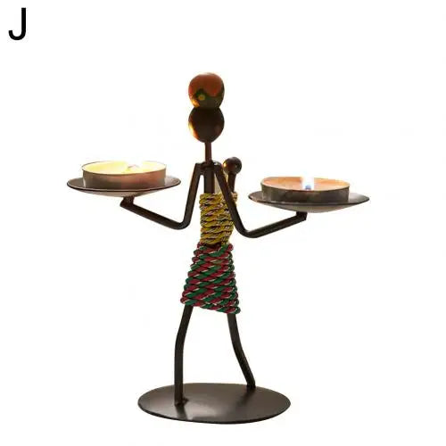New 1Pc Creative Beautiful Nordic Candlestick Abstract Iron Men Design Candle Holder Home Bar Restaurant Decor