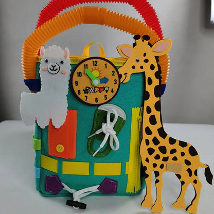 Hot Sale Montessori Backpack Cartoon Educational Toy Backpack for Boys Girls Zipper Gift for Autistic Toddlers Aged 1-5 Years