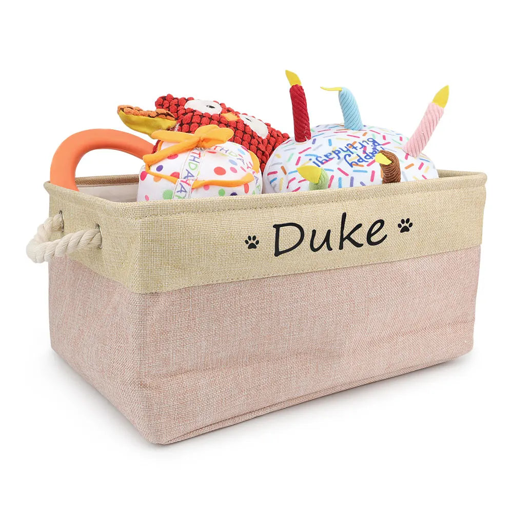 Personalized Dog Toy Basket Free Print Pet Storage Box Cat DIY Custom Name Toys Clothes Accessories Organize Storage