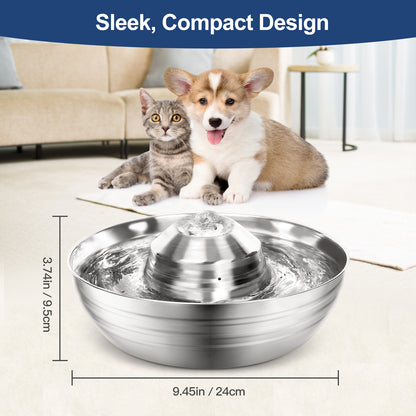 Cat Water Fountain Automatic Pet Dog Feeder Stainless Steel Water Dispenser Drinking Bowl with Ultra Quiet Pump Carbon Filters
