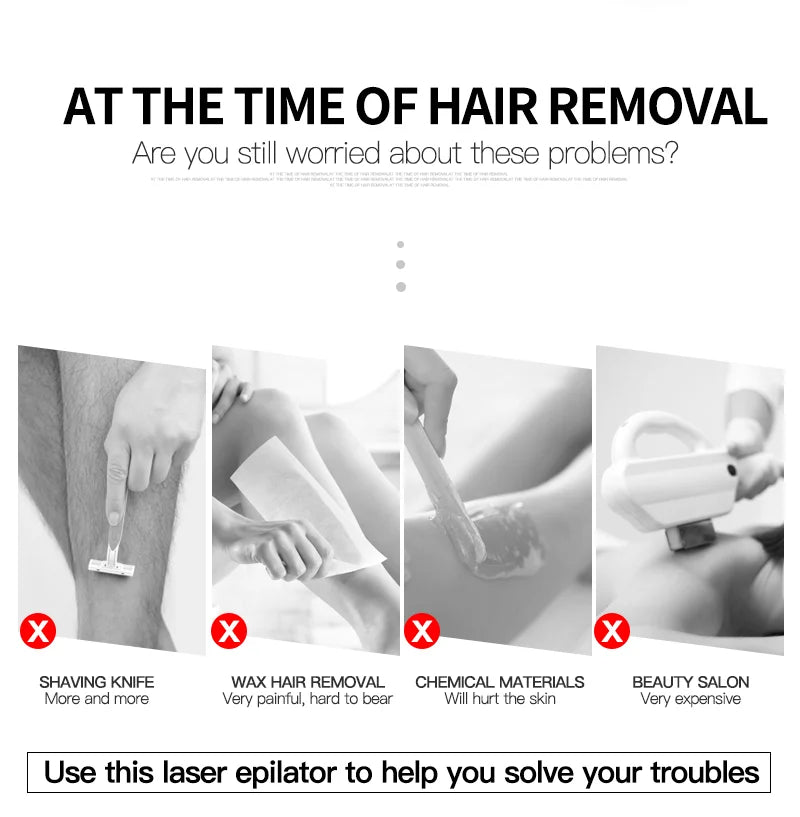 IPL Laser Epilator for Women Home Use Permanent Hair Removal Electric Painless Threading Whole Body Hair Remover Depilatory
