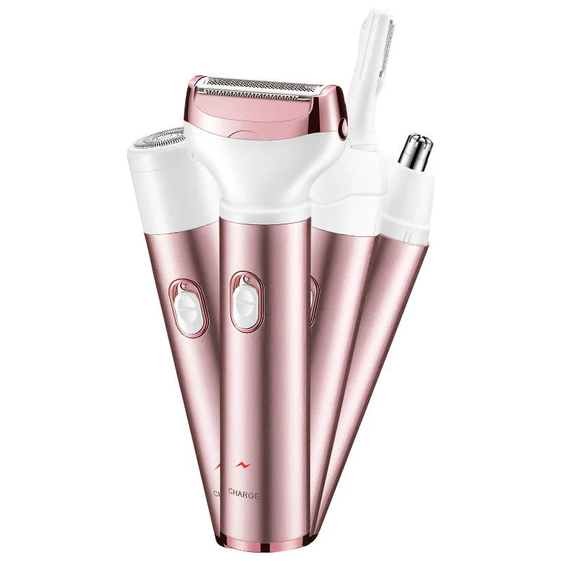 Portable Electric USB Rechargeable Ladies Shaving Razor Painless Facial Hair Removal 4 in 1 for Women