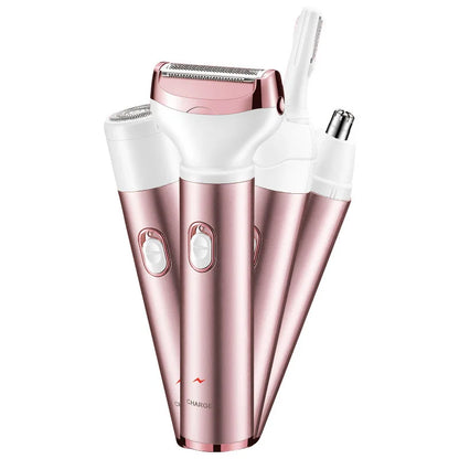 Portable Electric USB Rechargeable Ladies Shaving Razor Painless Facial Hair Removal 4 in 1 for Women