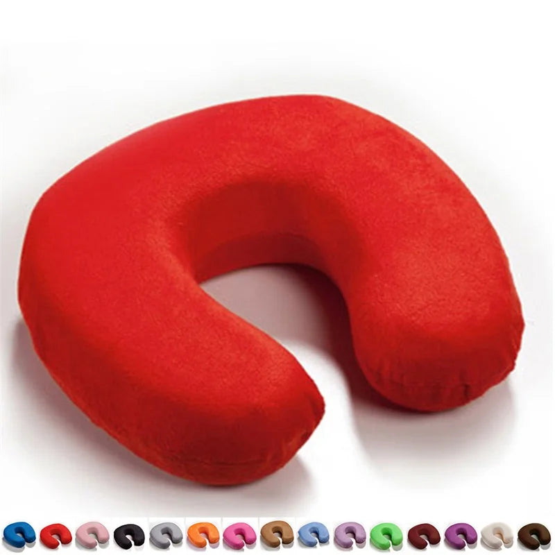 Memory Foam Neck Pillow Resting Head Neck U Shape Soft Travel Pillow For Office Train Rest Airplane 15 Colors Neck Pillows