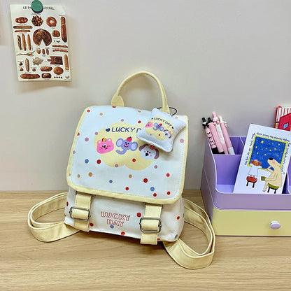 Wholesale Cute Girl Cartoon Canvas School Backpack Fashionable Candy Color Kid's Mochilas with Zipper Closure