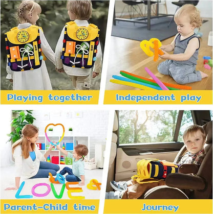 Hot Sale Montessori Backpack Cartoon Educational Toy Backpack for Boys Girls Zipper Gift for Autistic Toddlers Aged 1-5 Years