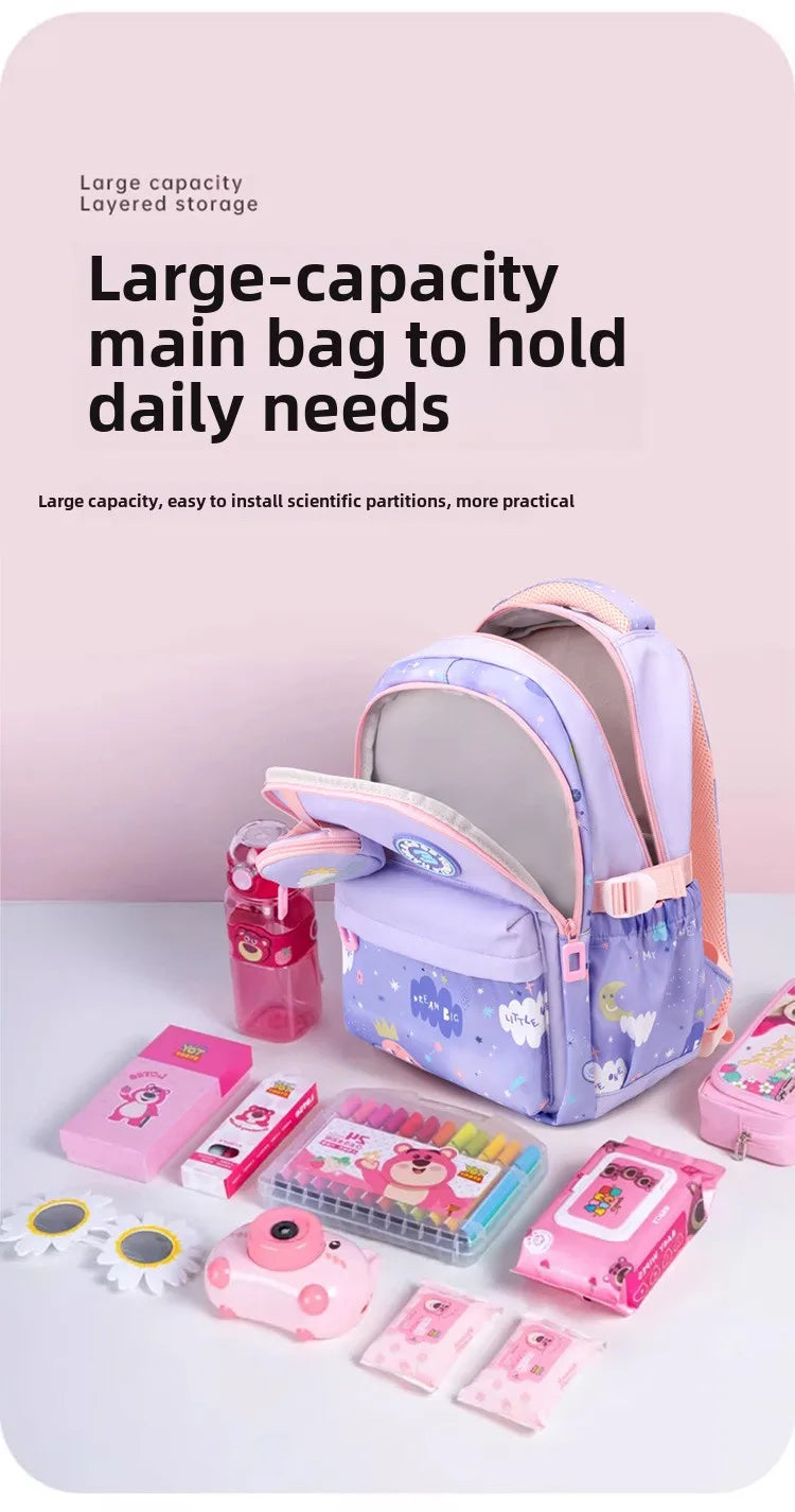 New Fashionable Waterproof Kindergarten Backpack Cute Boy/Girl Design Grade 2 Size Spine Protecting Zipper Closure Polyester