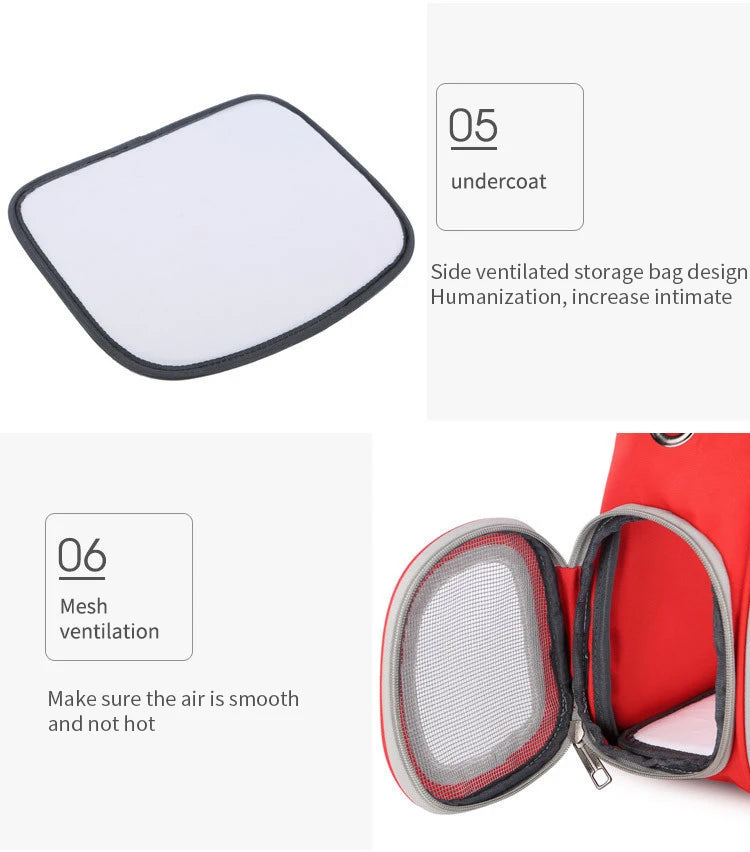 Large Capacity Transparent Outdoor Pet Carrier Bag Portable Cat Dog Tote Backpack Zipper Breathable Sturdy for Travel Transport