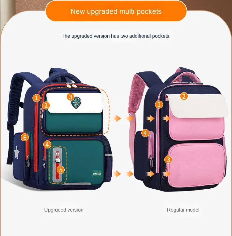 Shaodong's Lightweight Burden-Reducing Kidsren's Backpacks Large Capacity Multi-Flap Pocket Pants Primary School Students Grades