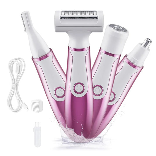 Portable Electric USB Rechargeable Ladies Shaving Razor Painless Facial Hair Removal 4 in 1 for Women