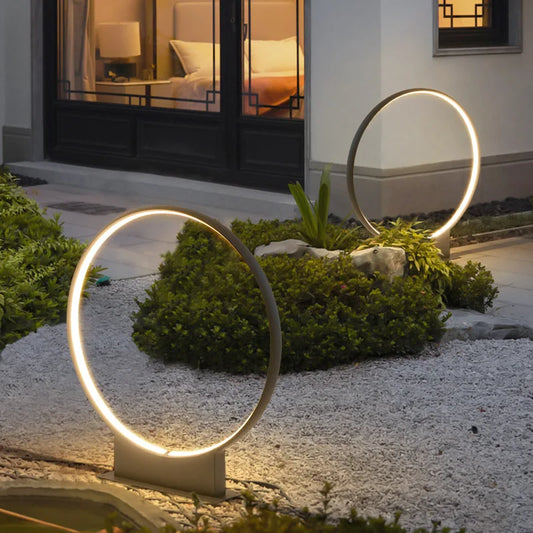 Modern Villa Courtyard Residential Garden View Outdoor Waterproof Ring LED Lawn Light