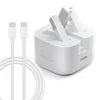 EU US UK AU Plug 20W USB C Fast QC3.0 Wall Charger Block PD Function OTP & OVP Protection for iPhone 15/14/13 Mobile Phone