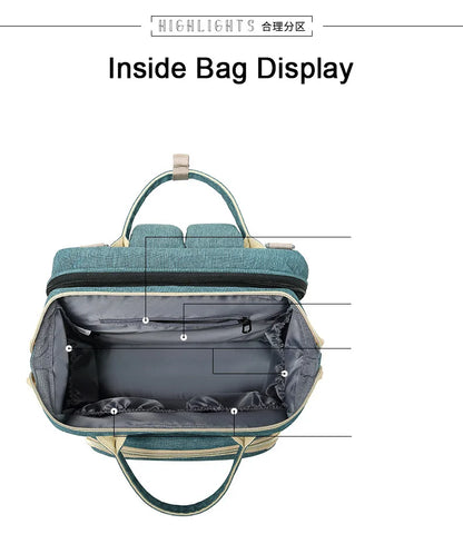Mummy Maternity Nappy Bag Large Capacity Portable Folding Travel Beds Baby Stuff Mommy Bag Women Outdoor Stroller Backpack