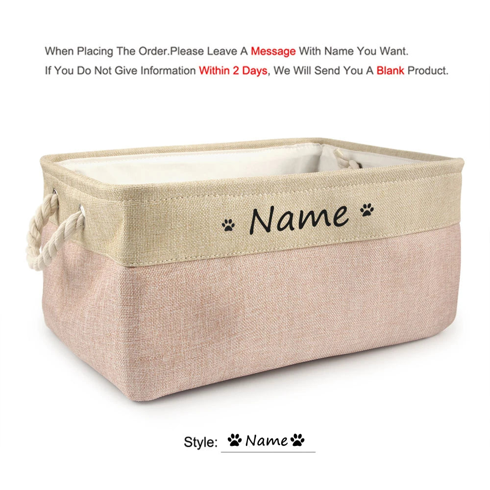 Personalized Dog Toy Basket Free Print Pet Storage Box Cat DIY Custom Name Toys Clothes Accessories Organize Storage