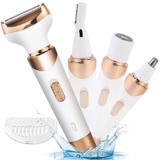 Portable Electric USB Rechargeable Ladies Shaving Razor Painless Facial Hair Removal 4 in 1 for Women