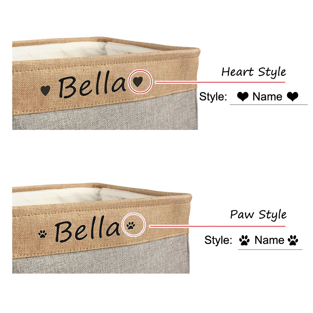 Personalized Dog Toy Basket Free Print Pet Storage Box Cat DIY Custom Name Toys Clothes Accessories Organize Storage