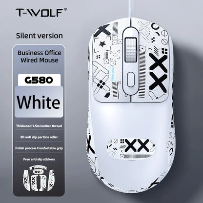 Hot Sale T-WOLF Personalized Mouse G580 Wired Office Mouse 4D Business Normal Mouse Mice for Laptop Desktop