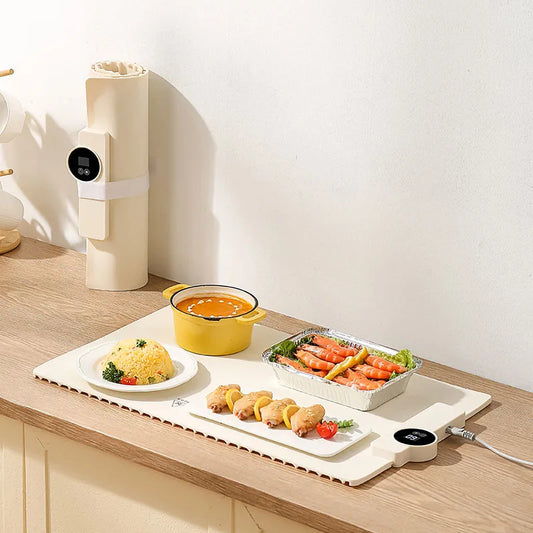 Foldable Silicone Food Warmer Intelligent Fast Heating Dish Warming Tray Hot Plate Temperature Adjust Electric Food Warming Mat