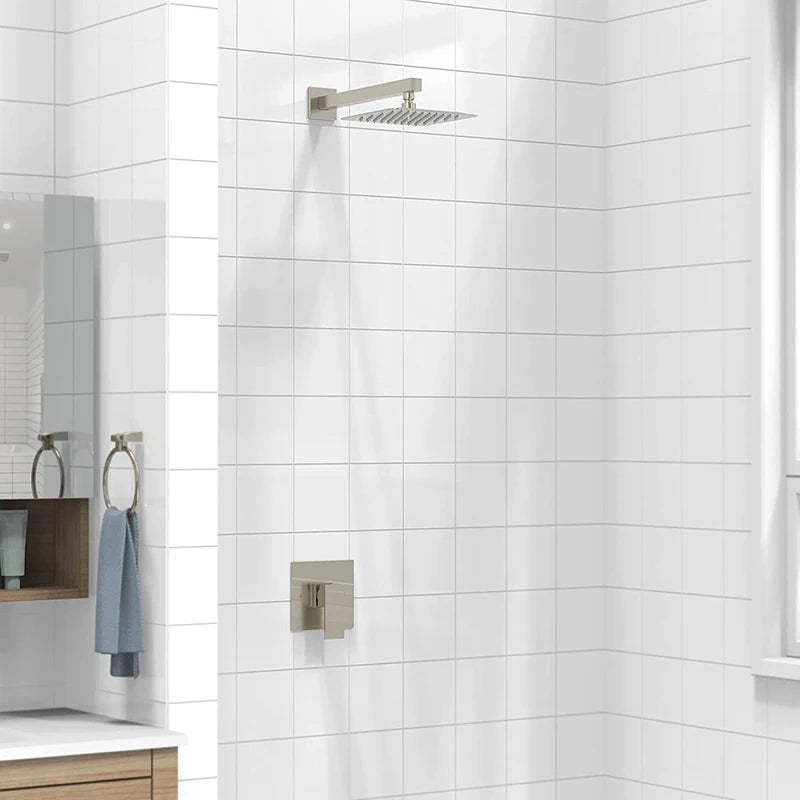 Plastic Steel  Gold Rain Shower Mixer for Shower Rooms Concealed Wall Mounted Bathroom Shower Faucet Set
