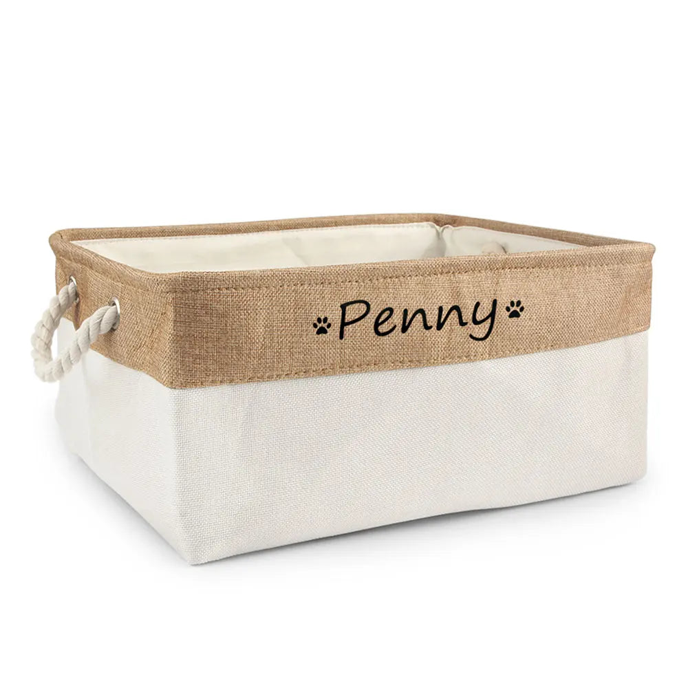 Personalized Dog Toy Basket Free Print Pet Storage Box Cat DIY Custom Name Toys Clothes Accessories Organize Storage