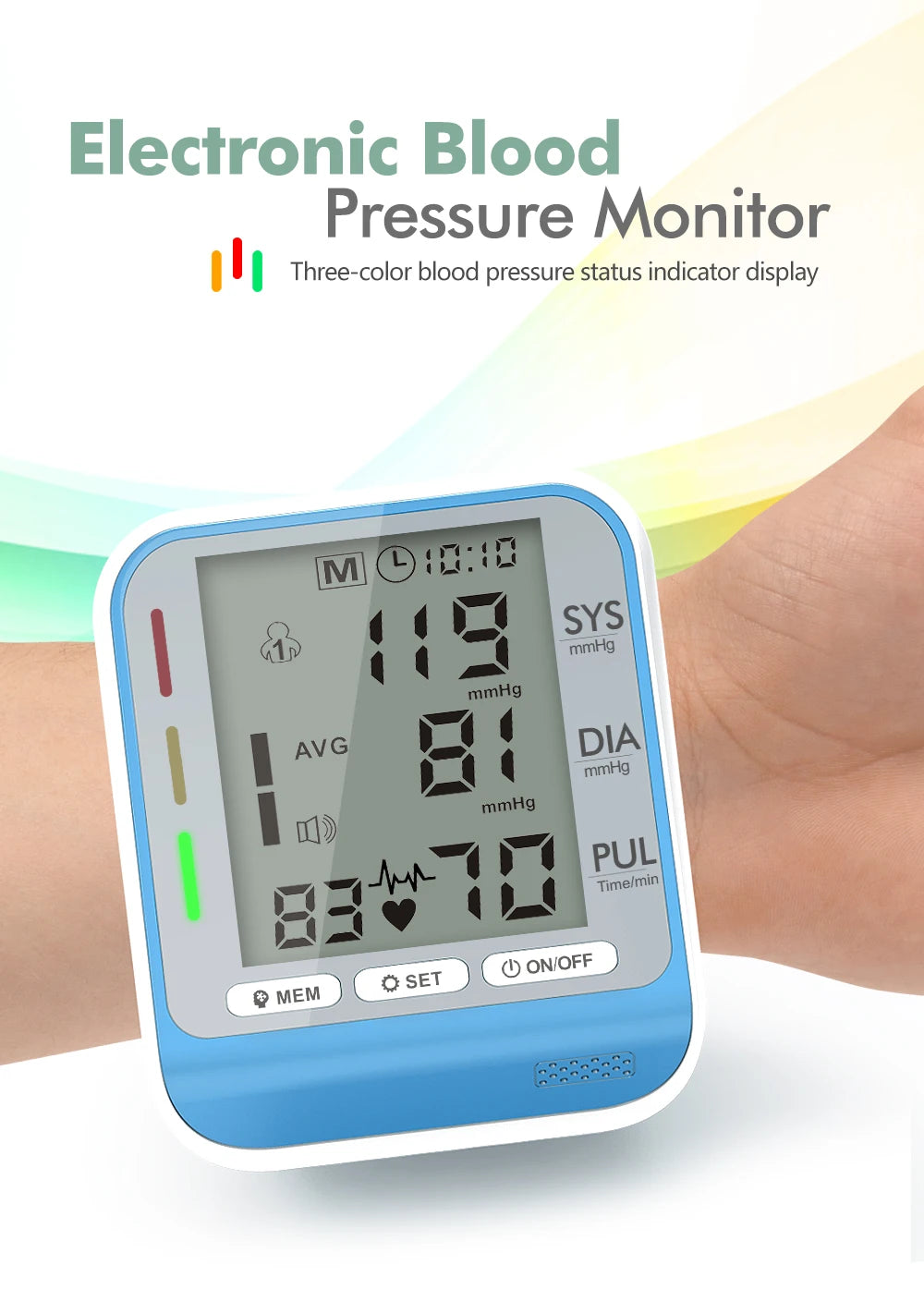 Automatic Portable Medical Digital Wrist Blood Pressure Monitor Sphygmomanometer Tonometer Tensiometer Heart Rate Pulse Meter BP