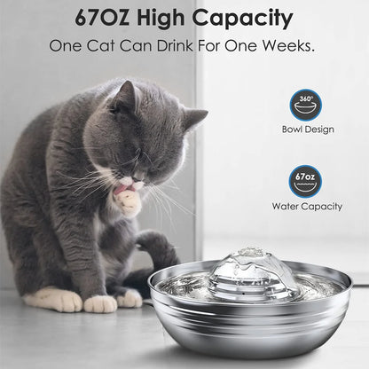 Cat Water Fountain Automatic Pet Dog Feeder Stainless Steel Water Dispenser Drinking Bowl with Ultra Quiet Pump Carbon Filters