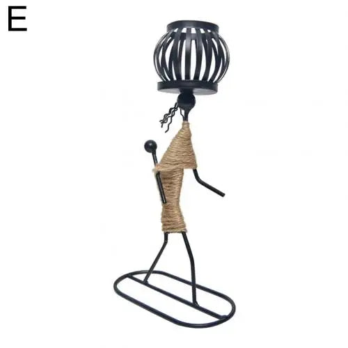 New 1Pc Creative Beautiful Nordic Candlestick Abstract Iron Men Design Candle Holder Home Bar Restaurant Decor