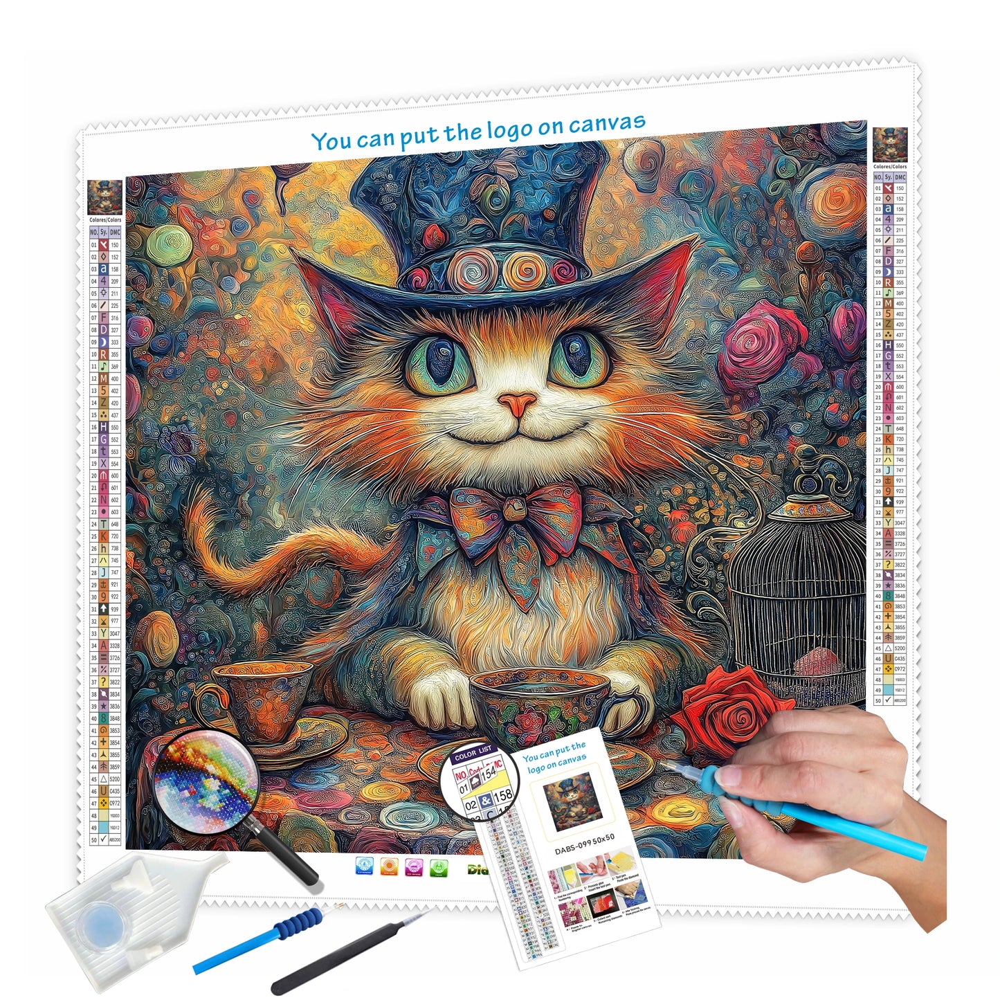 N-2218 Custom DIY Cat Diamond Painting Canvas Print Wholesale 5D Animal Diamond Painting Canvas