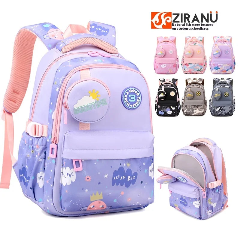 New Fashionable Waterproof Kindergarten Backpack Cute Boy/Girl Design Grade 2 Size Spine Protecting Zipper Closure Polyester