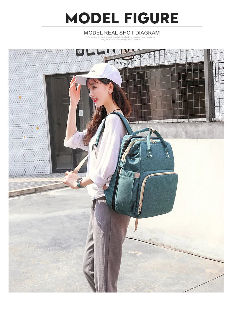 Mummy Maternity Nappy Bag Large Capacity Portable Folding Travel Beds Baby Stuff Mommy Bag Women Outdoor Stroller Backpack