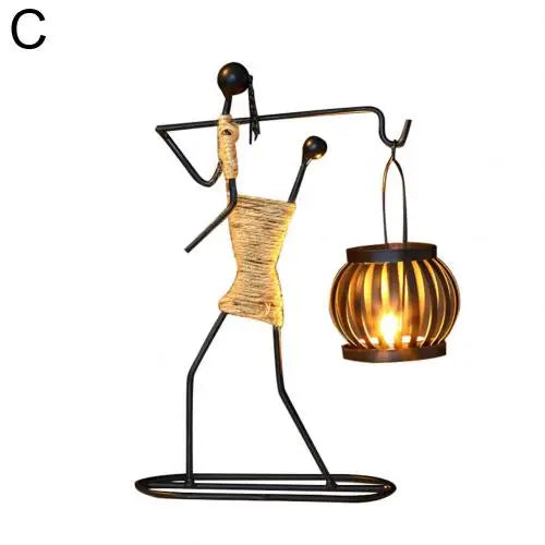 New 1Pc Creative Beautiful Nordic Candlestick Abstract Iron Men Design Candle Holder Home Bar Restaurant Decor