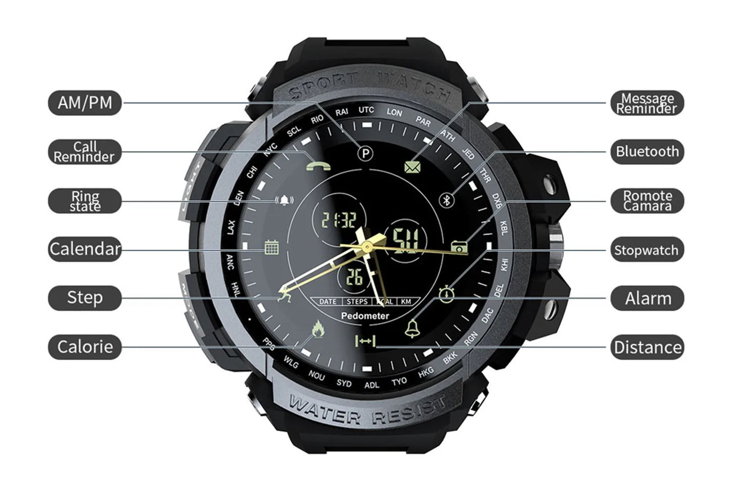 MK28 intelligent sports watch men's mountaineering Bluetooth watch outdoor step counting Bluetooth 4.0.