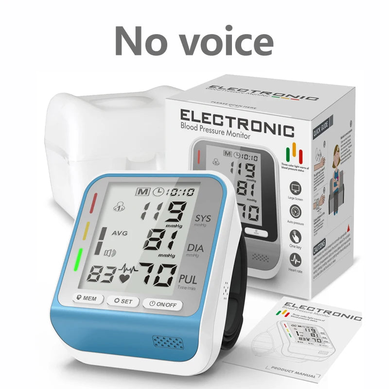 Automatic Portable Medical Digital Wrist Blood Pressure Monitor Sphygmomanometer Tonometer Tensiometer Heart Rate Pulse Meter BP
