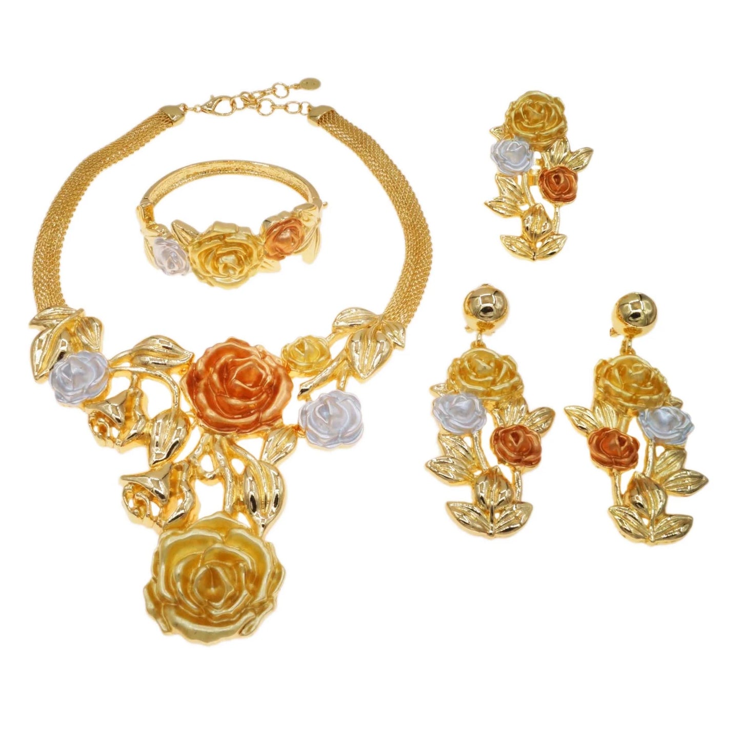 Zhuerrui High Quality Big Brazilian Gold Jewelry Set Classic Wedding Party Accessories Jewelry Italian Lady Necklace Sets H0085