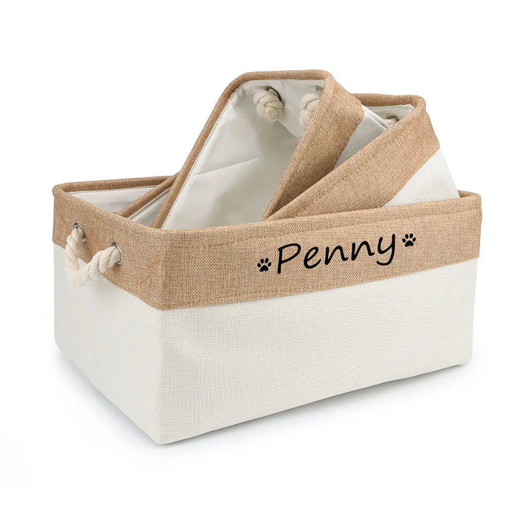Personalized Dog Toy Basket Free Print Pet Storage Box Cat DIY Custom Name Toys Clothes Accessories Organize Storage