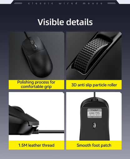 Hot Sale T-WOLF Personalized Mouse G580 Wired Office Mouse 4D Business Normal Mouse Mice for Laptop Desktop