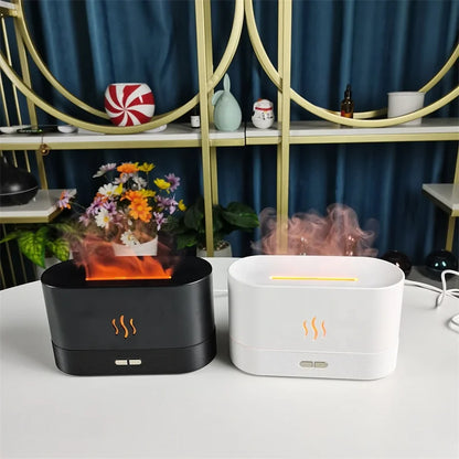 Minigo Best Sales USB Ultrasonic Flame Humidifier Led Colorful Fire Flame Aroma Oil Diffuser