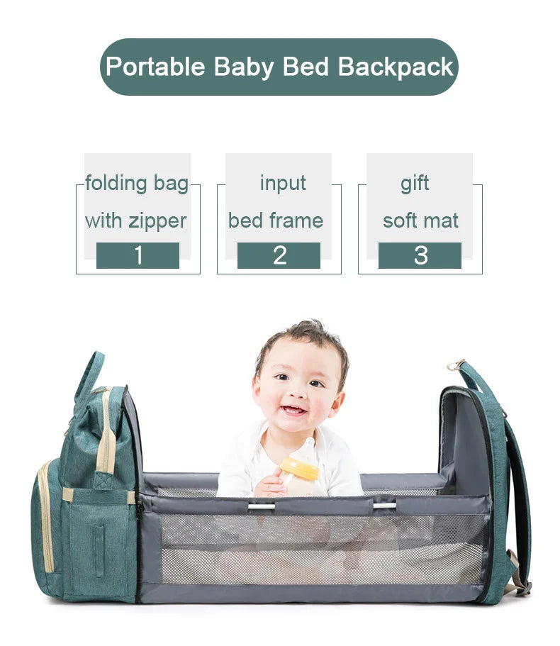 Mummy Maternity Nappy Bag Large Capacity Portable Folding Travel Beds Baby Stuff Mommy Bag Women Outdoor Stroller Backpack