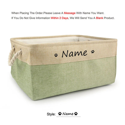 Personalized Dog Toy Basket Free Print Pet Storage Box Cat DIY Custom Name Toys Clothes Accessories Organize Storage