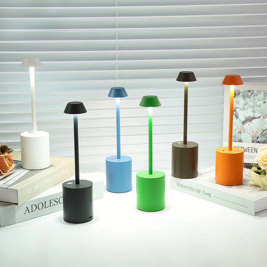 USB Rechargeable LED Table Light Modern Touch Lamp for Indoors & Outdoors Cone Shade Bedrooms Homes Cordless Restaurants Bars