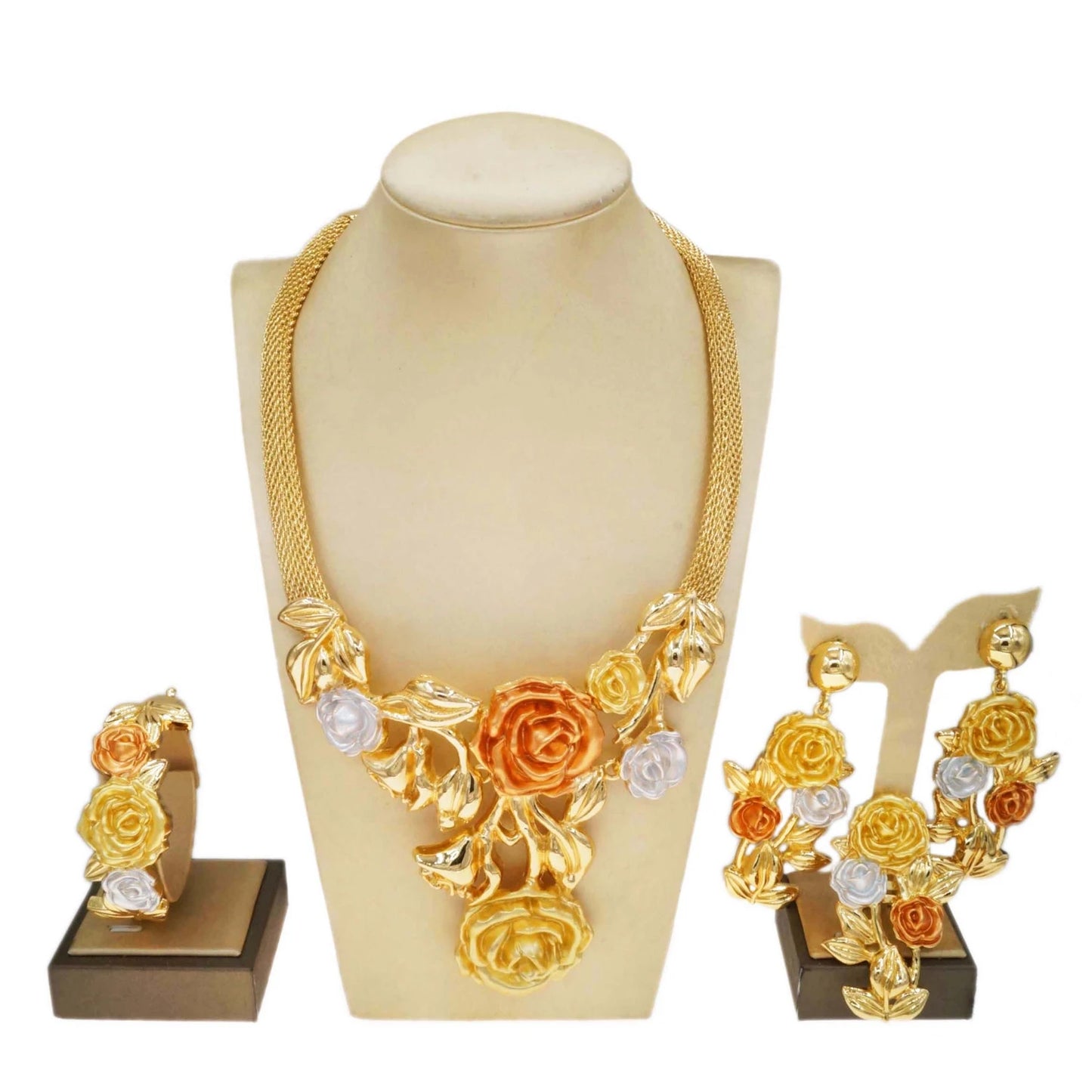 Zhuerrui High Quality Big Brazilian Gold Jewelry Set Classic Wedding Party Accessories Jewelry Italian Lady Necklace Sets H0085
