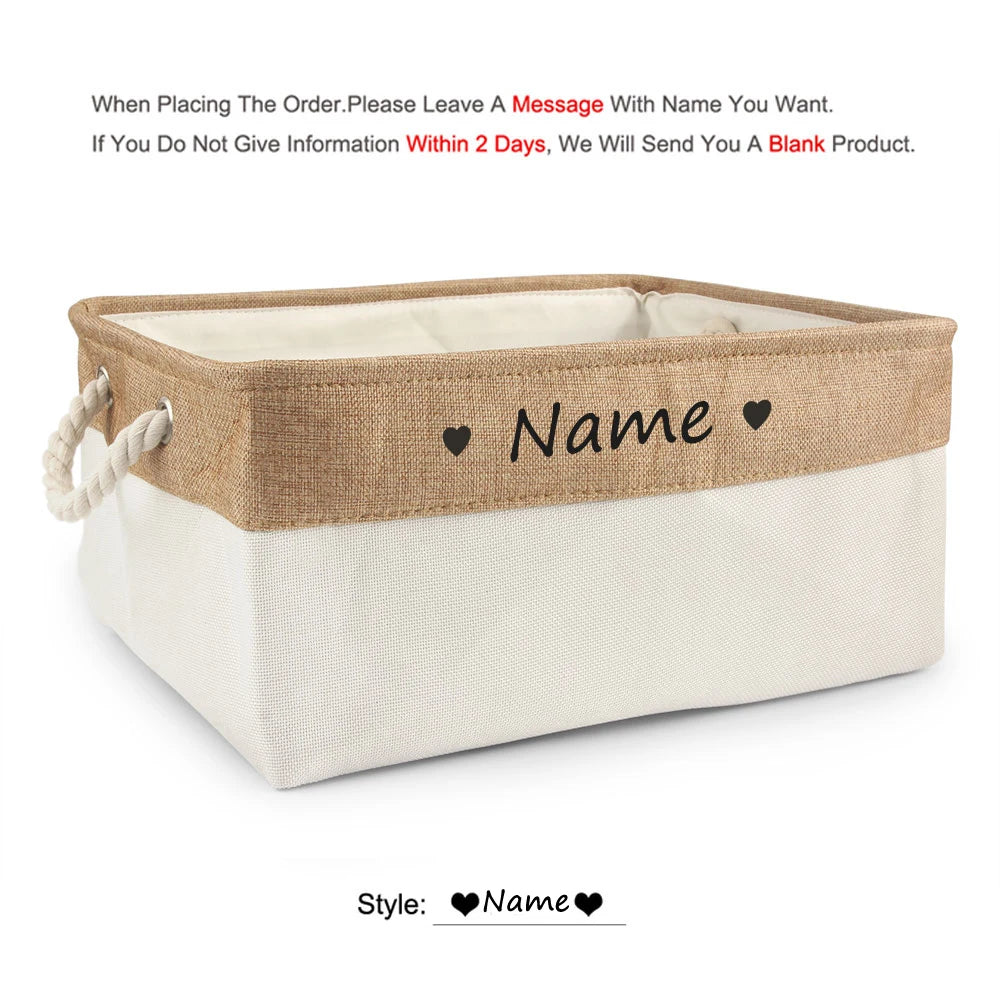 Personalized Dog Toy Basket Free Print Pet Storage Box Cat DIY Custom Name Toys Clothes Accessories Organize Storage