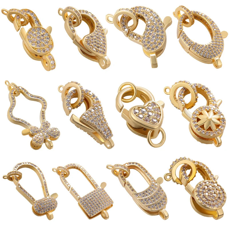 Juya 18K Real Gold Plated Accessories DIY Needlework Beads Pearls Jewelry Making Fastener Closures Lobster Lock Clasps Supplies