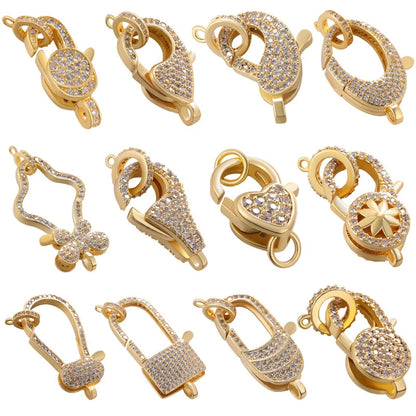 Juya 18K Real Gold Plated Accessories DIY Needlework Beads Pearls Jewelry Making Fastener Closures Lobster Lock Clasps Supplies