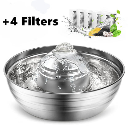 Cat Water Fountain Automatic Pet Dog Feeder Stainless Steel Water Dispenser Drinking Bowl with Ultra Quiet Pump Carbon Filters