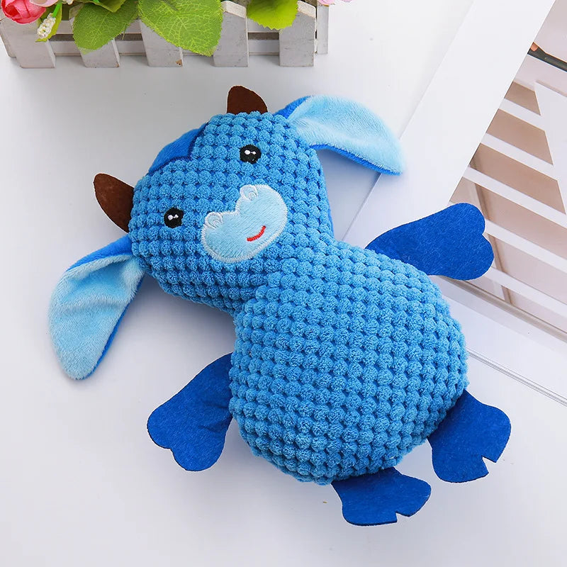 Novelty Cartoon Cute Plush Brave Cow Dolls Cleaning Teeth Cat Dog Pet Sounding Toys